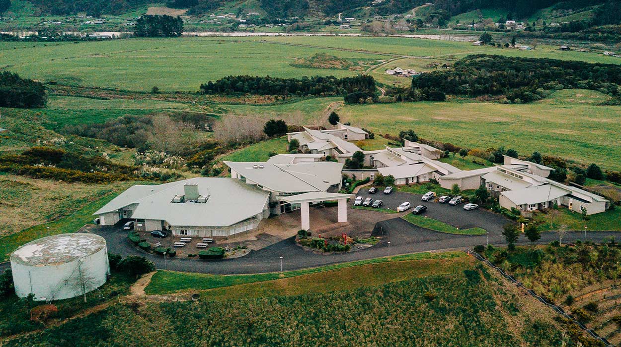 An aerial view of the college.